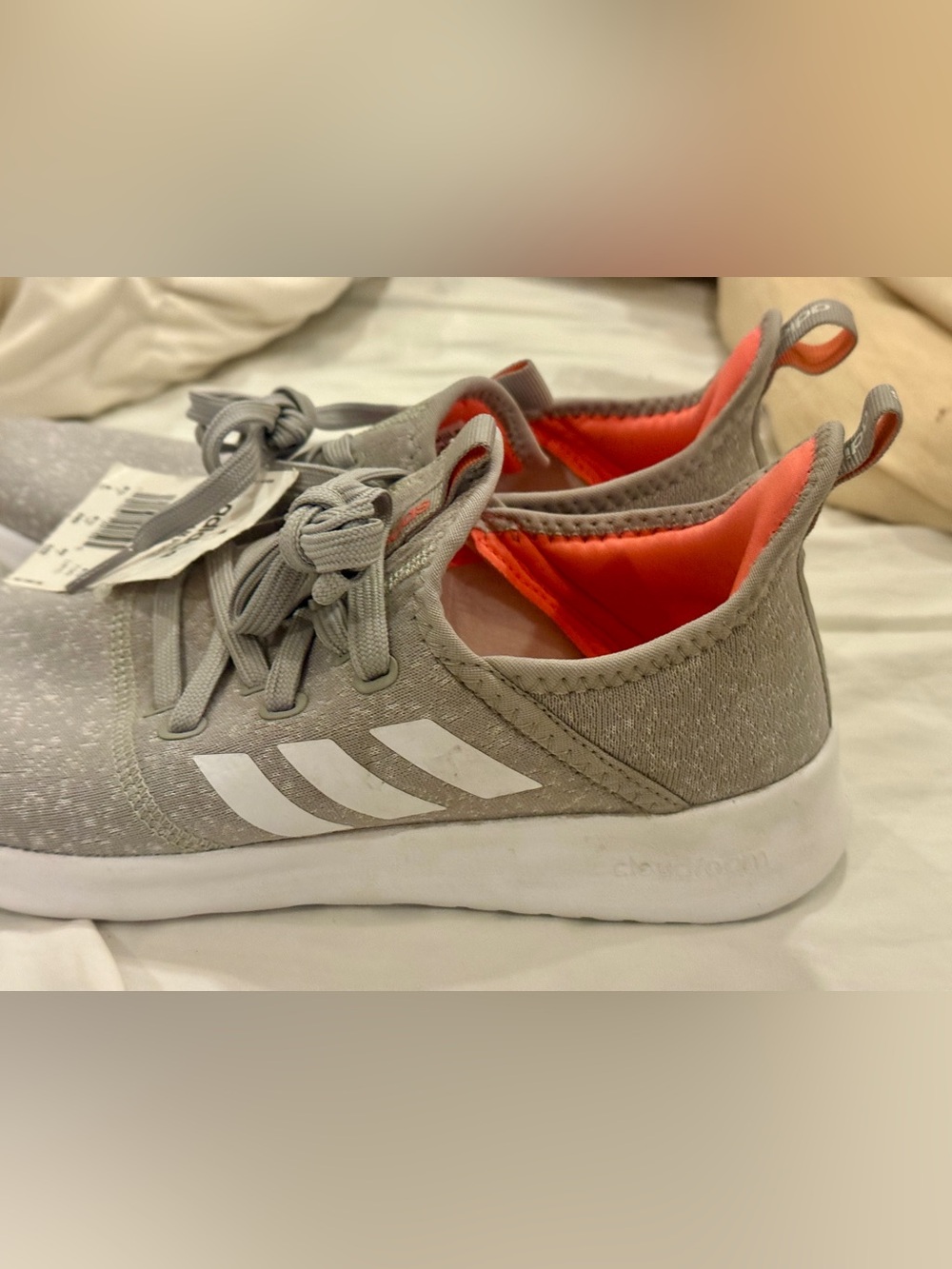 NWT Adidas Women's Light Gray Sneakers with Coral Inner Lining - Sz 8